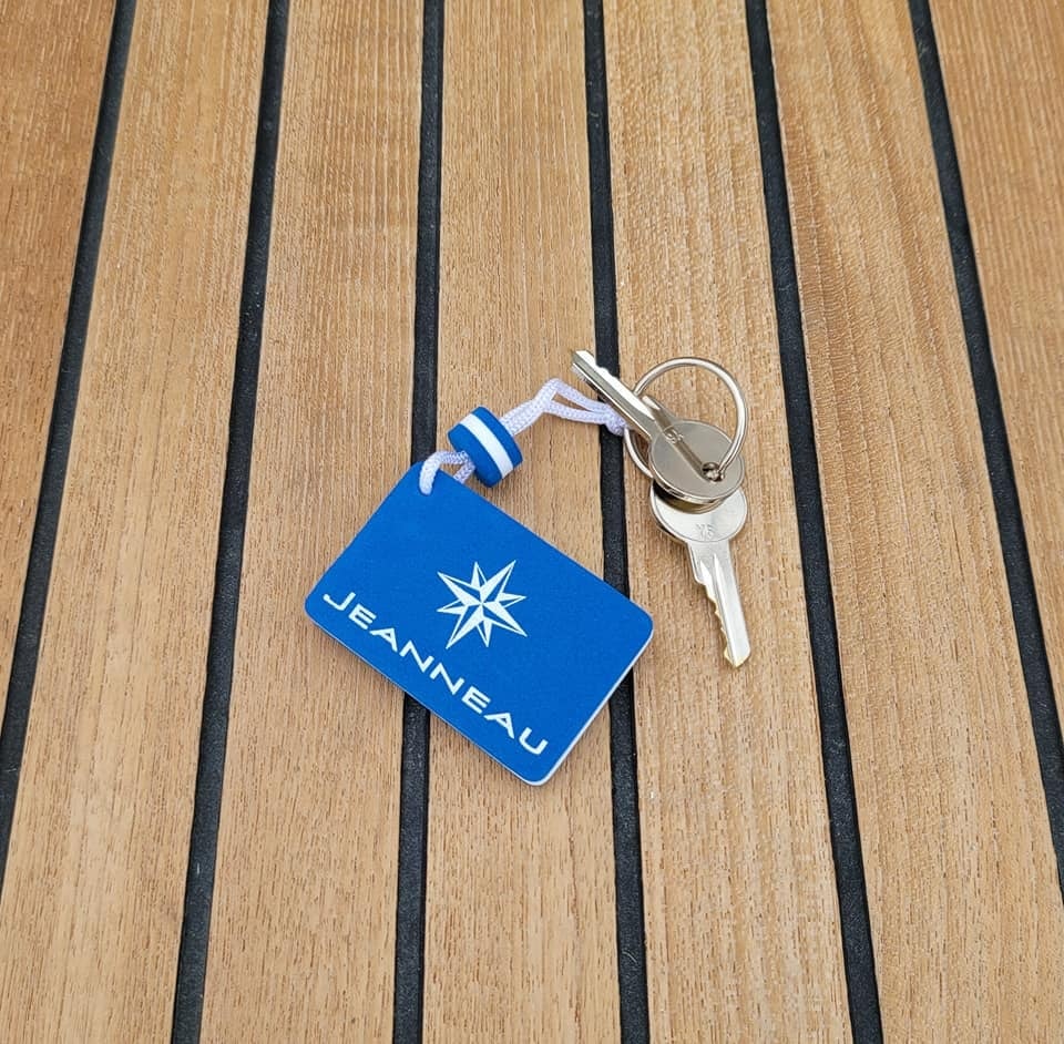 Jeanneau keys on the teak deck of SV Rabbit Hole